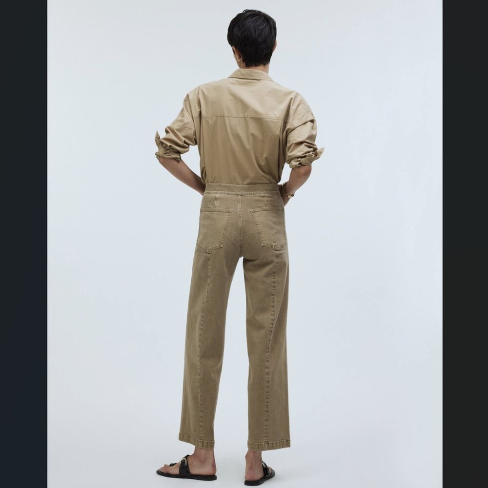 Madewell Women's Emmett Wide-Leg Crop Pant: Welt Pocket Edition Drill Khaki 33 - Picture 4 of 11